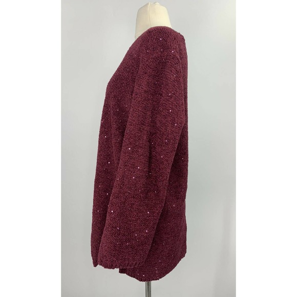 Chico's Chenille Sequin V-neck Pullover Sweater' - Picture 5 of 10